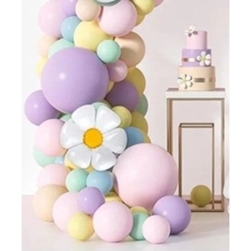 Balony na urodziny girlanda dekoracja zestaw pestelowy kwiatek stokrotka